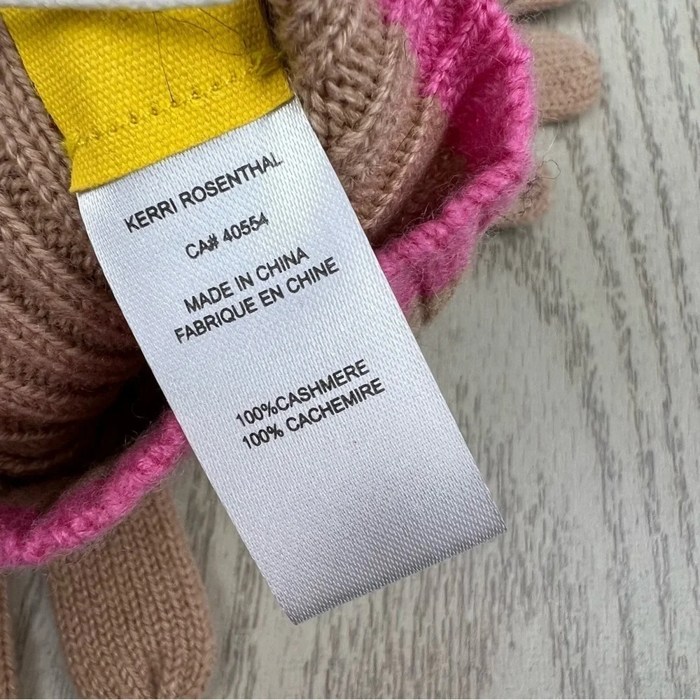Kerri Rosenthal Womens Cashglove Colorblock Cashmere Gloves OS Ferris (tan) $128